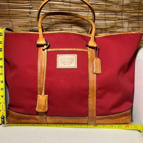 🍎Coach Red and Tan Large vintage travel Tote Bag🍎 - Picture 8 of 10